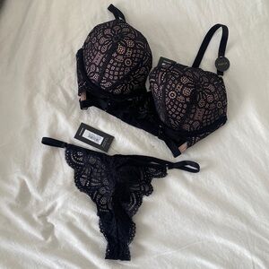 New look black lace lingerie set